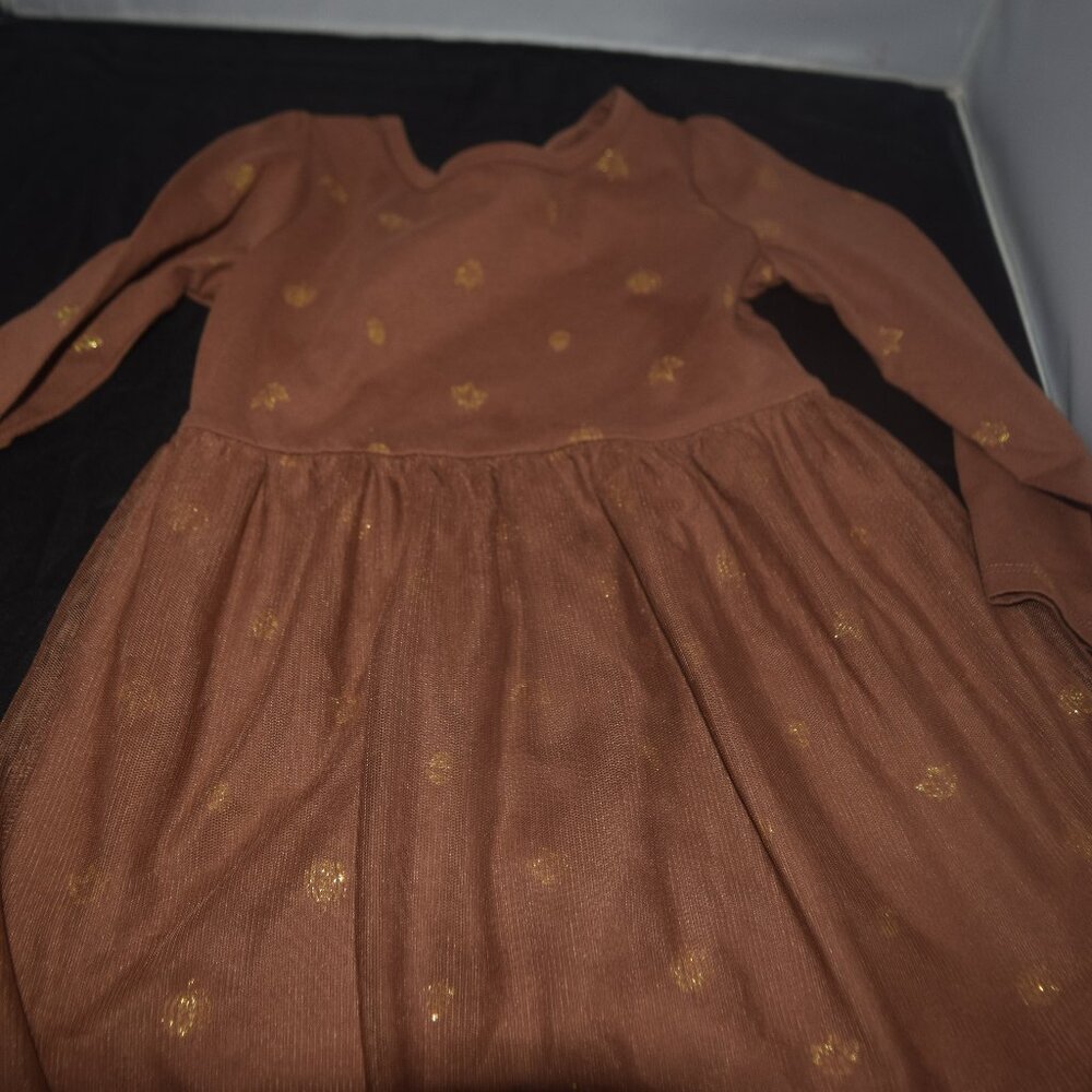 Carter's Brown and gold leave dress 3T